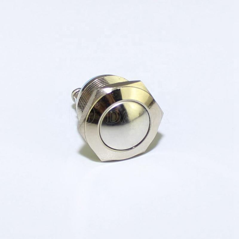 Small Round Dome 1NO 2 Pin Chrome Push Button Switch 19mm