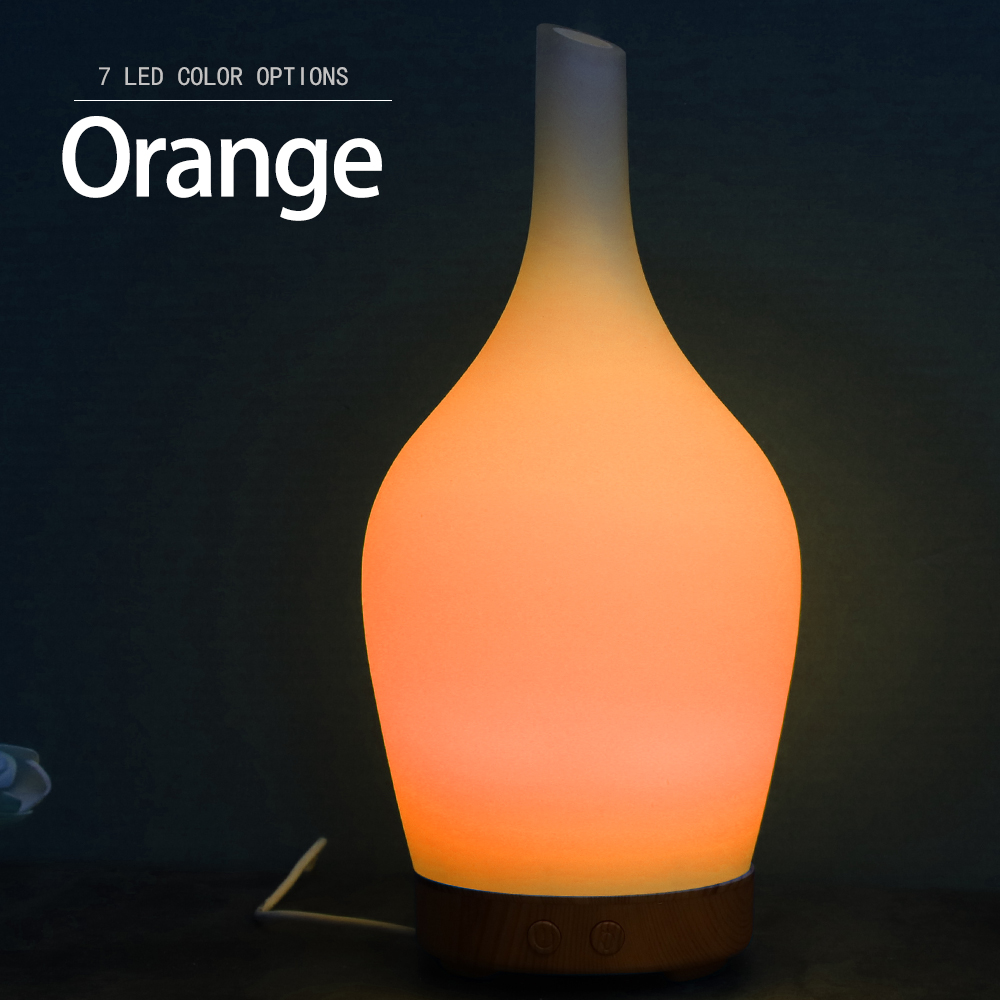 Lovely White Glass Essential Oil Diffuser 100ml Ultrasonic Humidifier with 7 Color LED Light Can be Used as Night Light Only