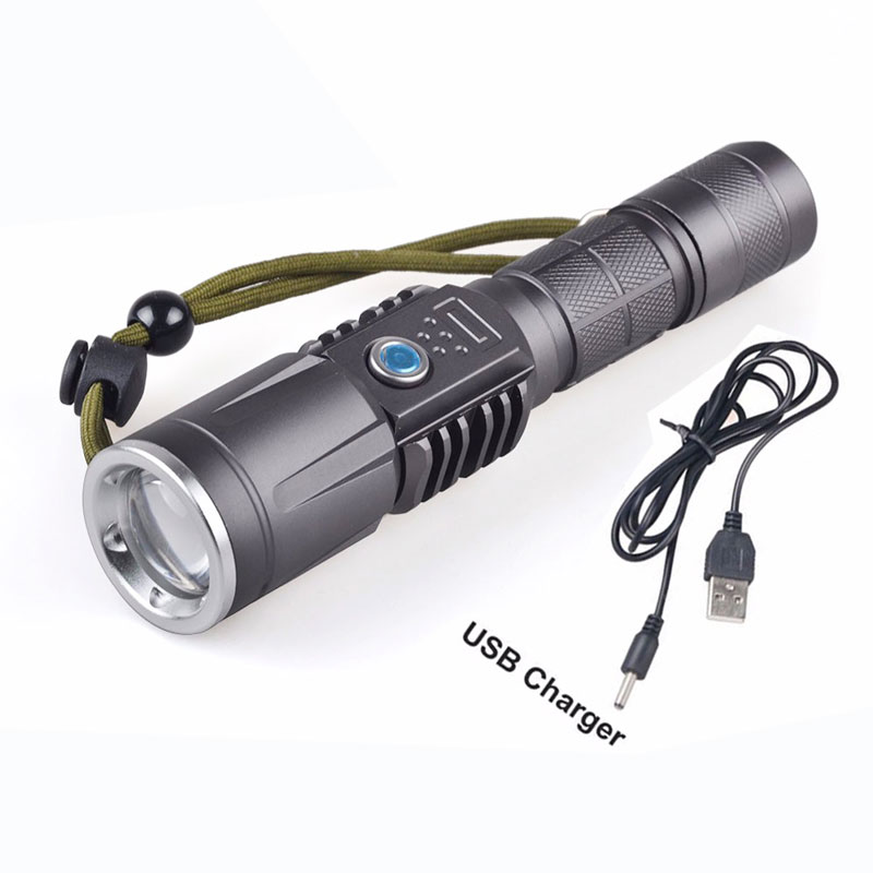 aluminum 1000 lumen 18650 10W USB rechargeable tactical led flashlight