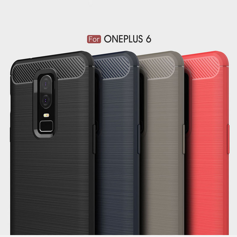 Carbon Fiber Tpu case For Oneplus 6 brushed tpu soft cover