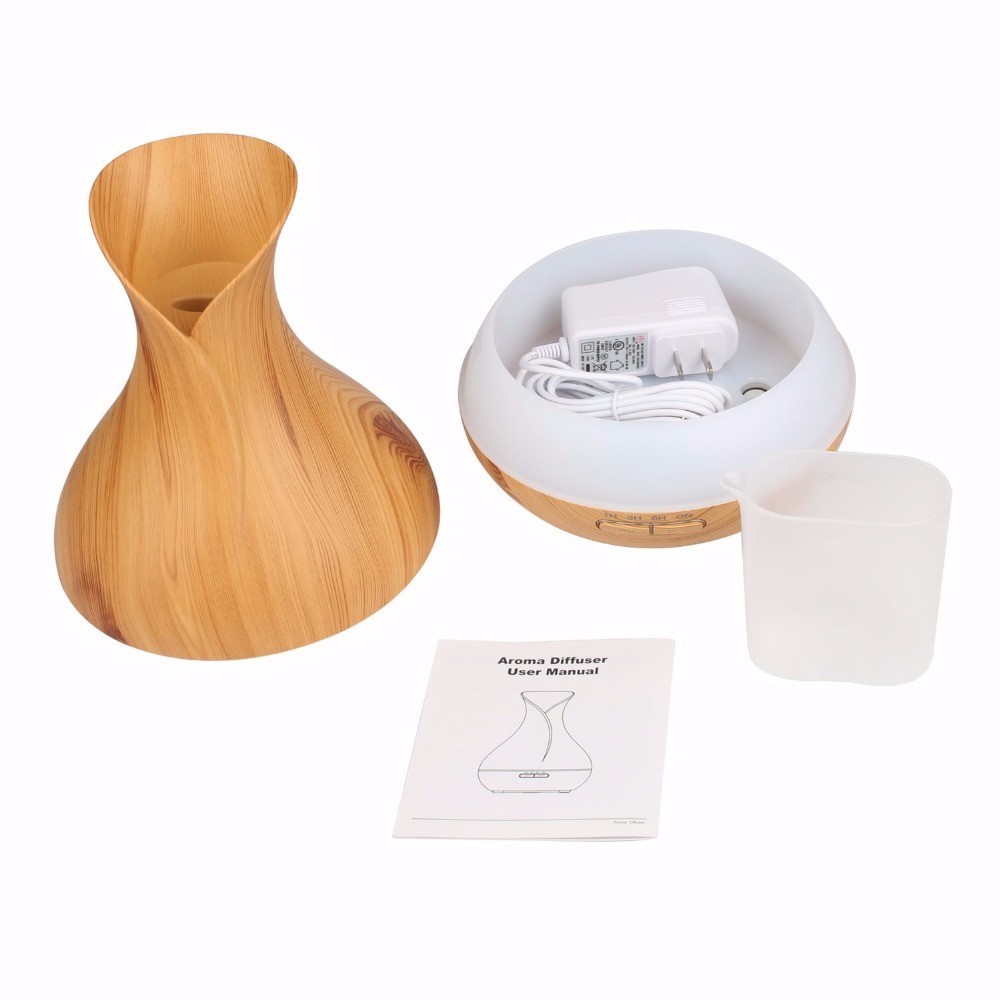 Hidly's Best Quality Wood Grain 400ml Ultrasonic Aromatherapy Essential Oil Diffuser, Vase Cool Mist Air Humidifier