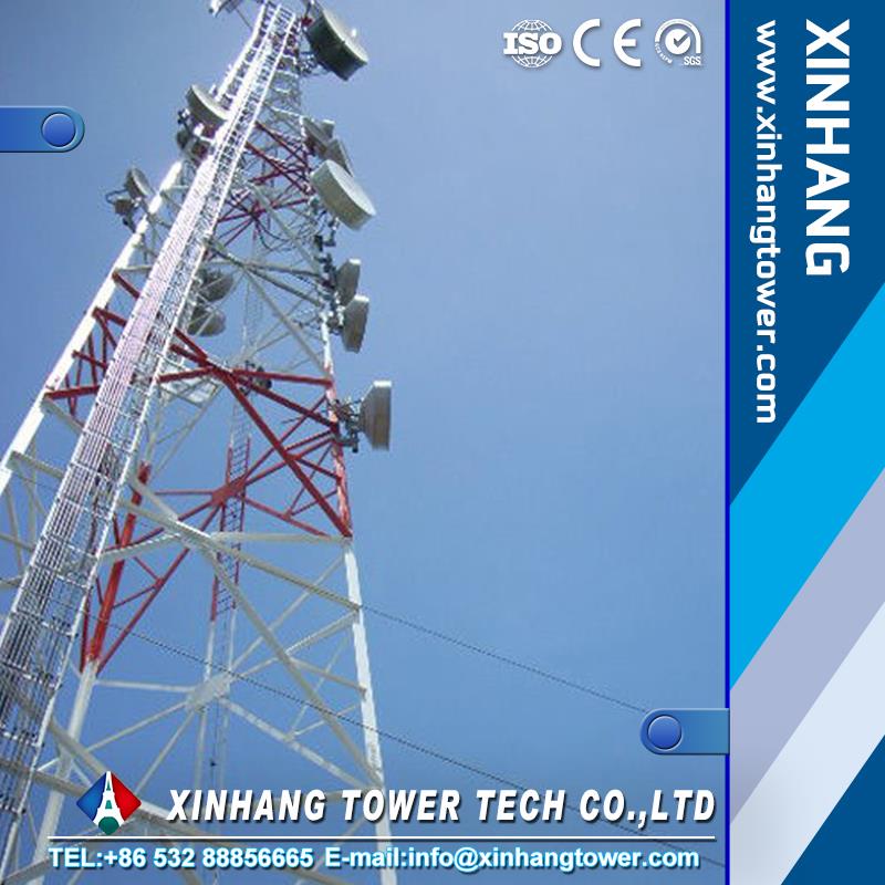 galvanized steel tower three leg steel lattice pipe microwave telecommunication tower