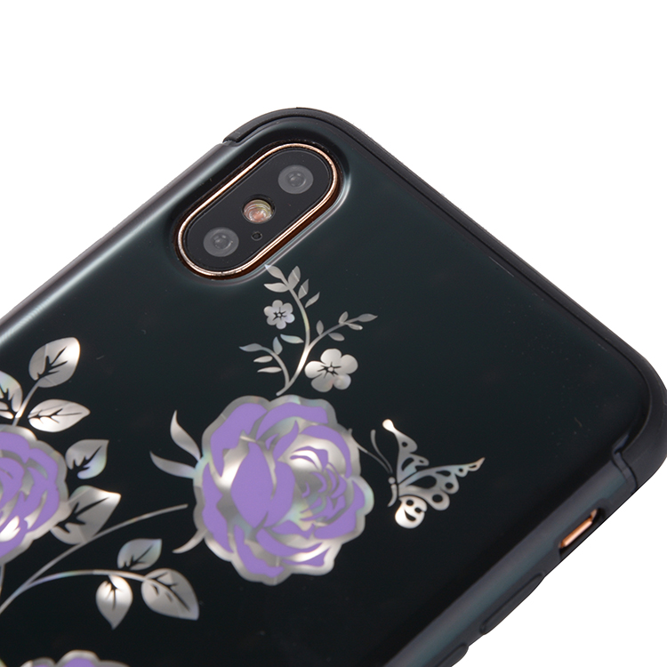 Black Laser Print Gold Floral Cell Phone Case for iPhone 8 for iPhone X Case Rose Flower Pretty