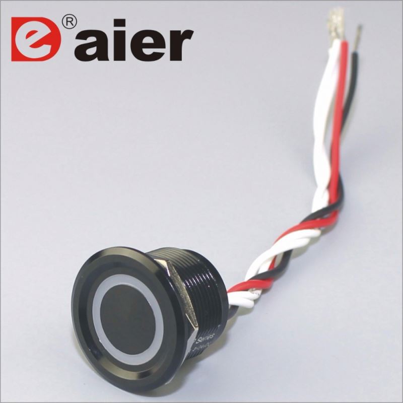 Metal 22mm concave waterproof electrical power switch with soldered wire