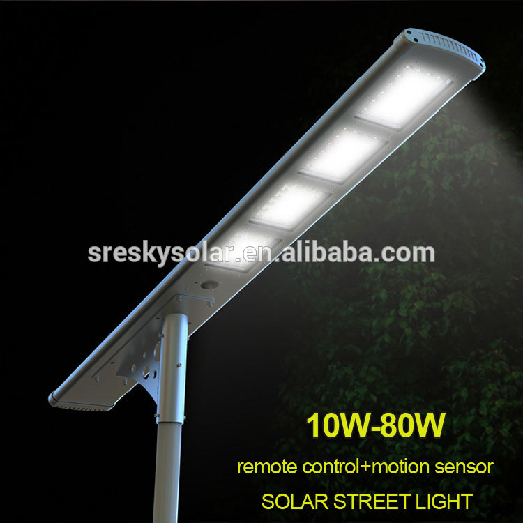 Aluminium All In One 80 Watt Solar Street Light With Motion Sensor