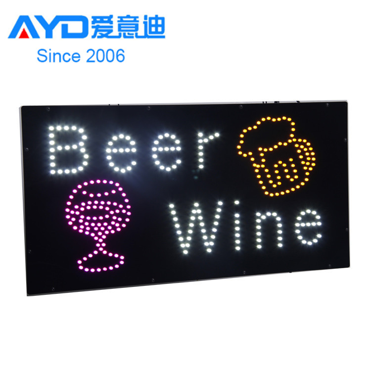 Hidly 12*24'' Beer Wine LED Open Sign Super Bright LED Display Board Advertising Acrylic LED Sign for Beer Store, Bar