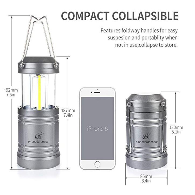 Goldmore 2 pack 3W battery powered  high lumen COB camping lantern with magnetic