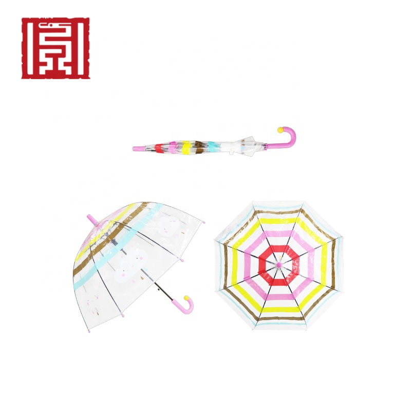 Promotional Cartoon Rainbow Transparent Kid Clear Umbrella Child