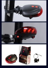 Red Starry Laser Bike Light 5*LED 7 Modes Safty Red Bicycle Light