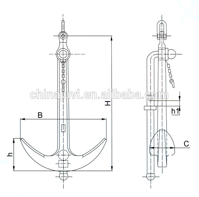 JV08-100KG Ship Anchor Used For GB/T545-1996 Admiralty Anchor