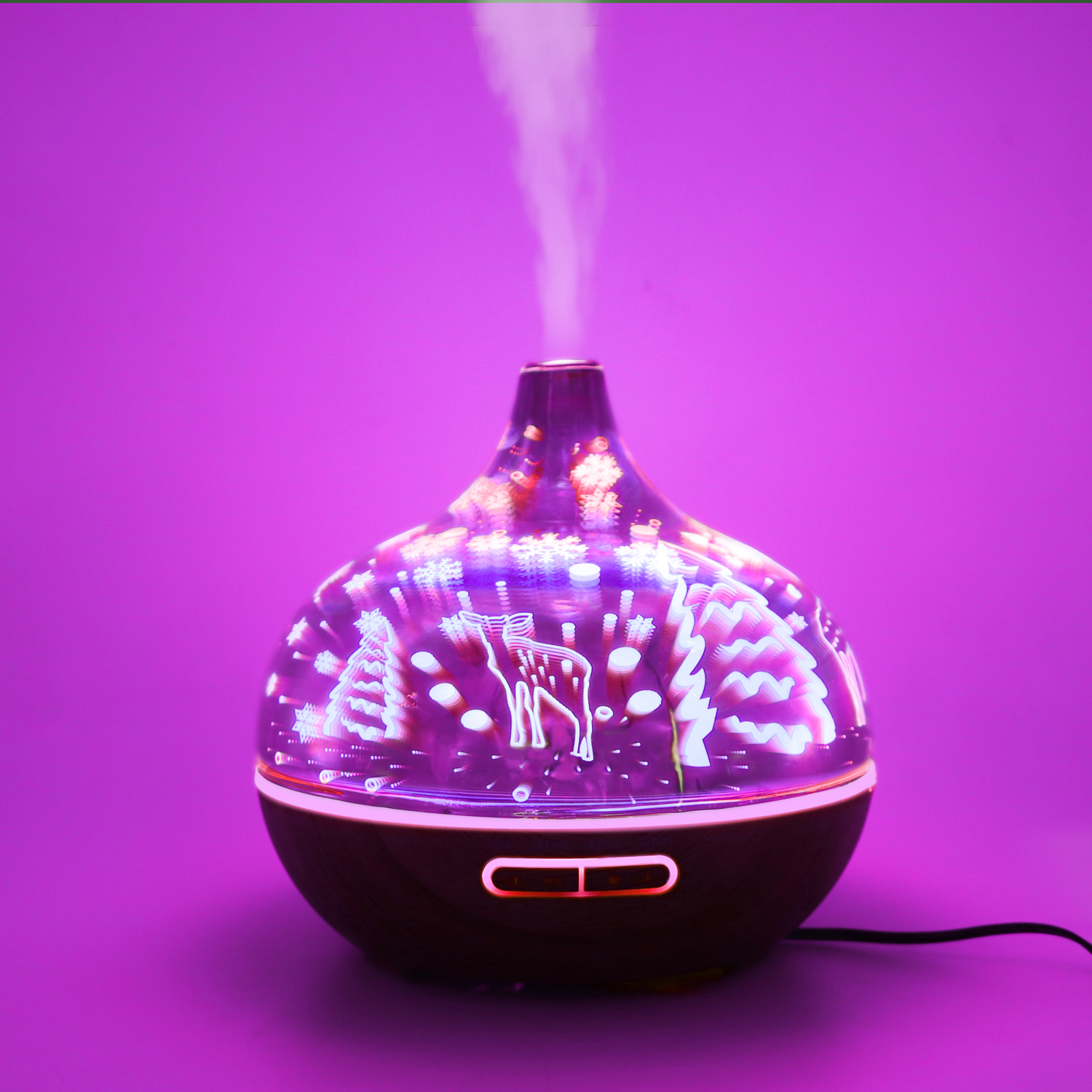 Christmas Gift 3D Glass 400ml Essential Oil Diffuser Ultrasonic Aromatherapy Diffuser Air Humidifier with Deer Pattern