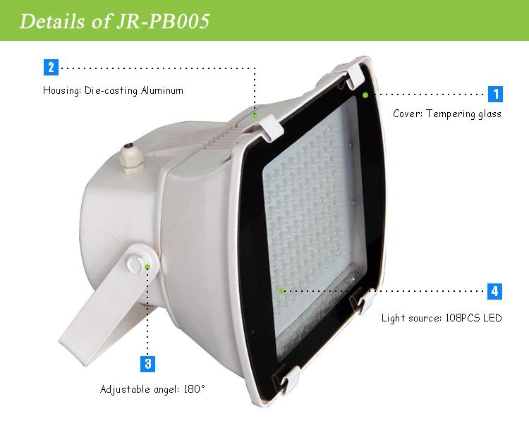 Aluminum Solar powered arena floodlights For Garden Billboard Yard Playground JR-PB005 40W