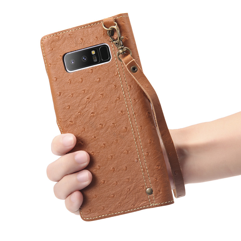 Ostrich Pattern Note8 Genuine Leather Mobile Phone Case for Samsung Galaxy Note 8 Wallet Case Leather