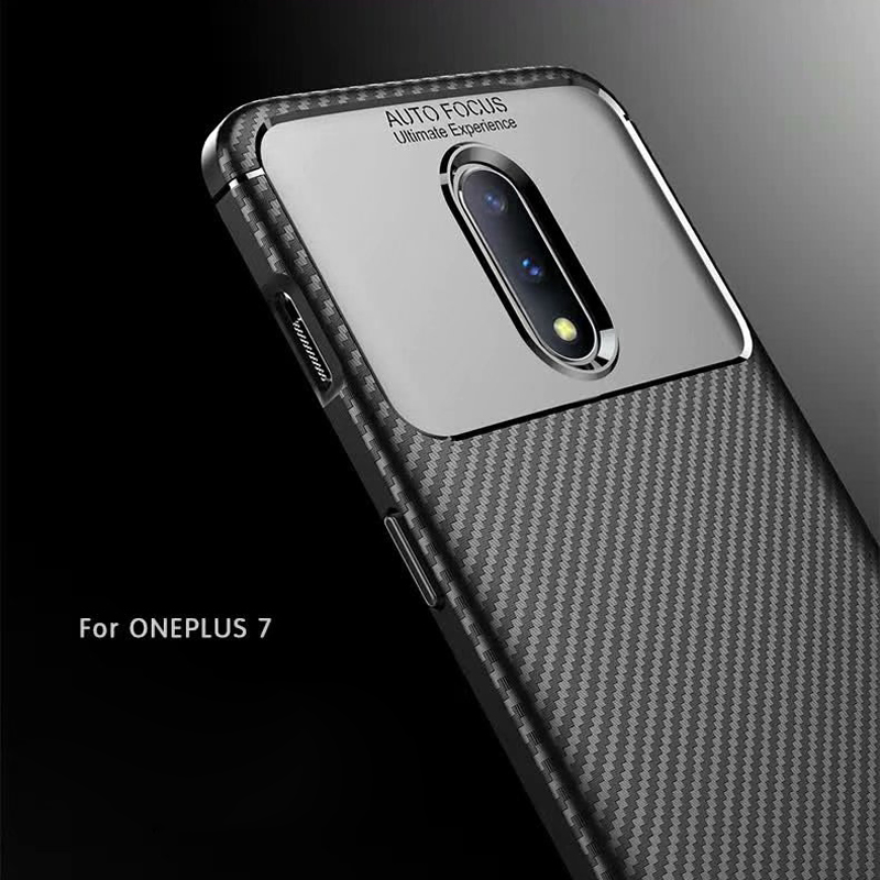 Carbon Fiber 360 Protective phone case For Oneplus 7 TPU Silicone back cover case for 1+7