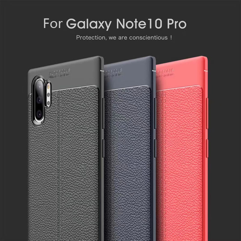 Hot Sell Litchi pattern Soft Tpu For Samsung galaxy Note 10 Pro