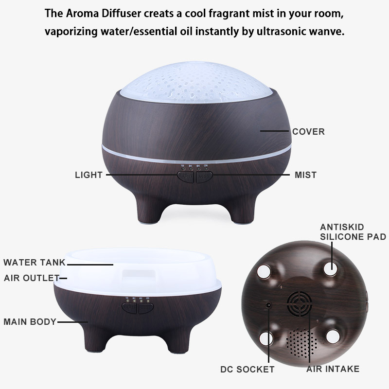 Hidly Classic 300ml Wood Grain Ultrasonic Personal Aroma Diffuser, Air Innovations Humidifier