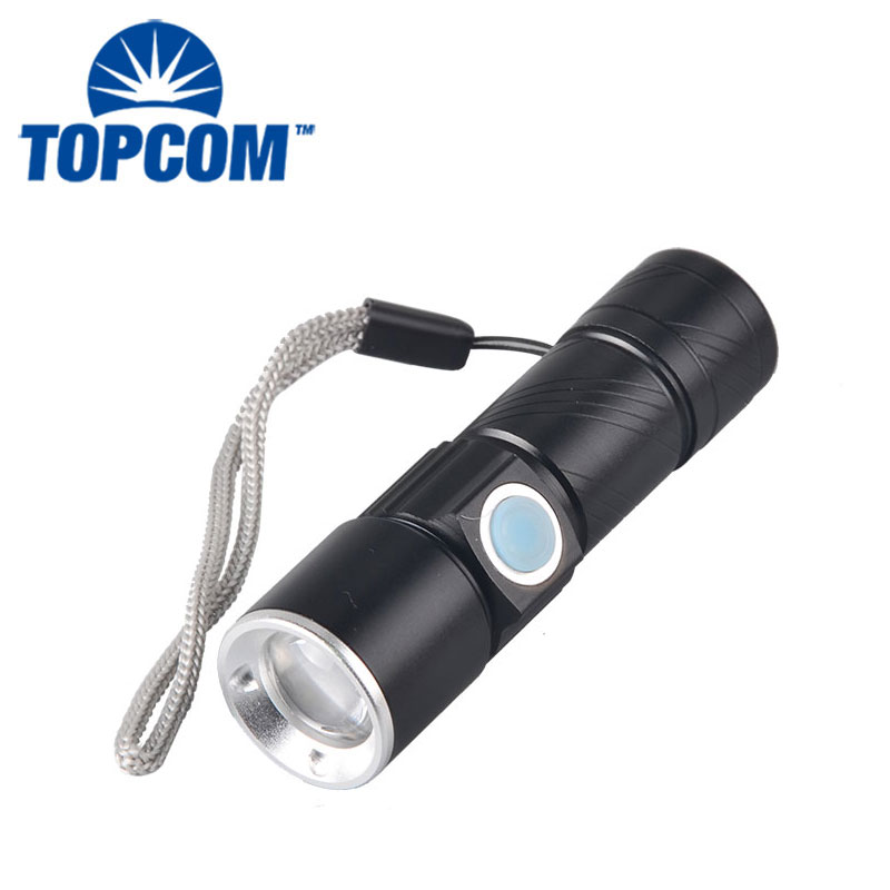 Mini Flashlight USB Rechargeable LED Flashlight Torch Aluminum Alloy Portable Light Lamp