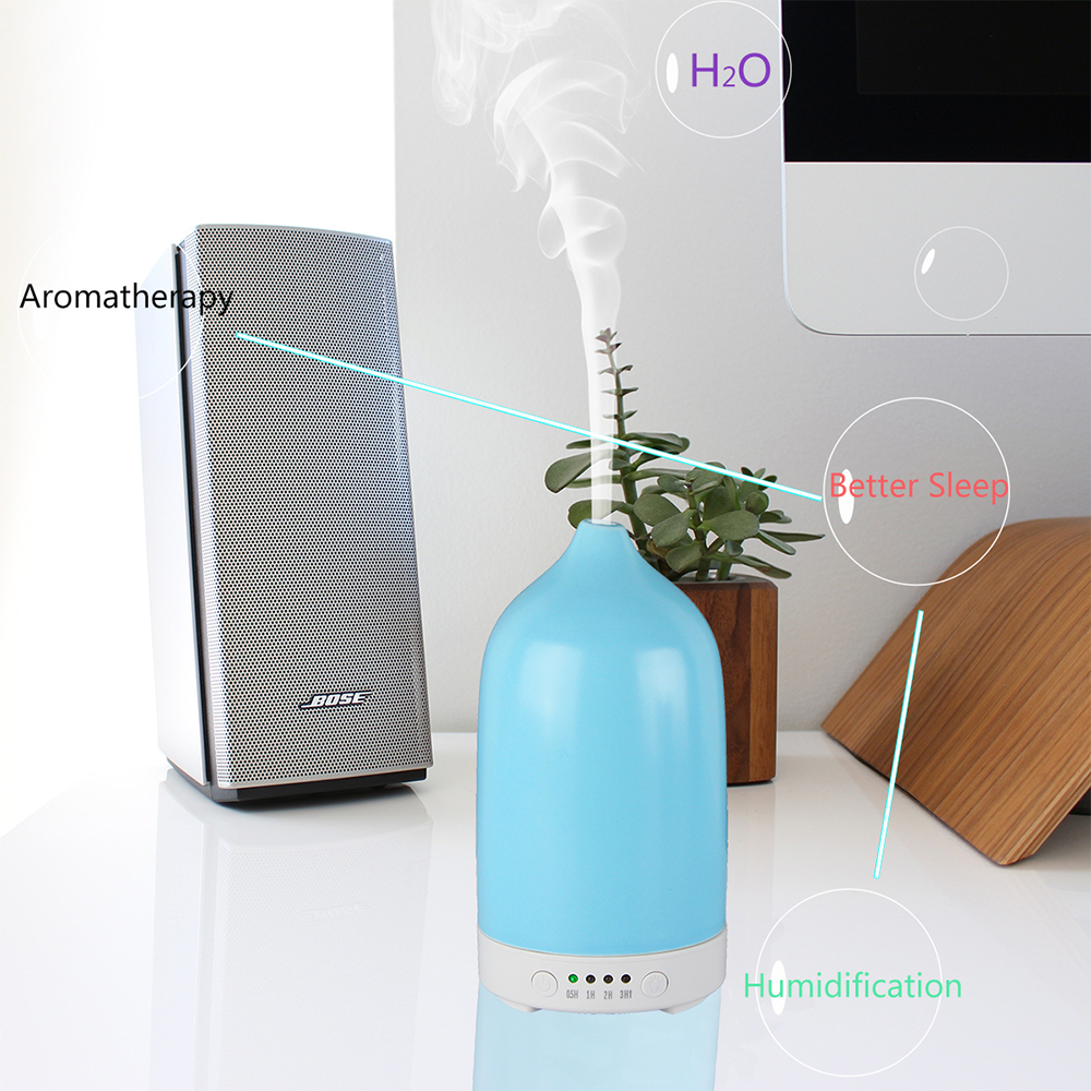 Hidly 100ml Ceramic Ultrasonic Essential Oil Diffuser for Massage Therapist Hotel Christmas Gifts
