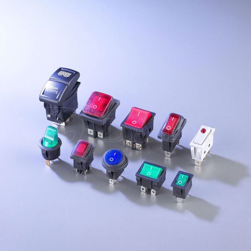 3PIN 2 Position Small ON OFF Round Rocker Switch With 12V LED