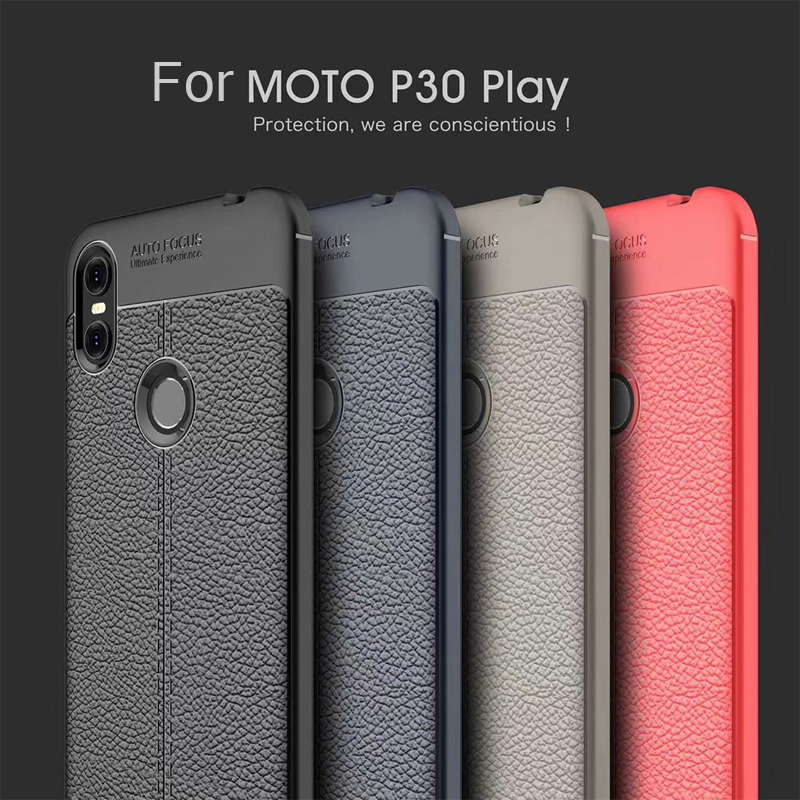 Hot Sell Litchi pattern Soft Tpu case for Motorola moto P30 Play