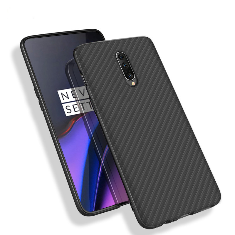 Matte Finish Carbon Fiber Textured Light Thin Shock Absorbing Bumper Skin hard case for Oneplus 7