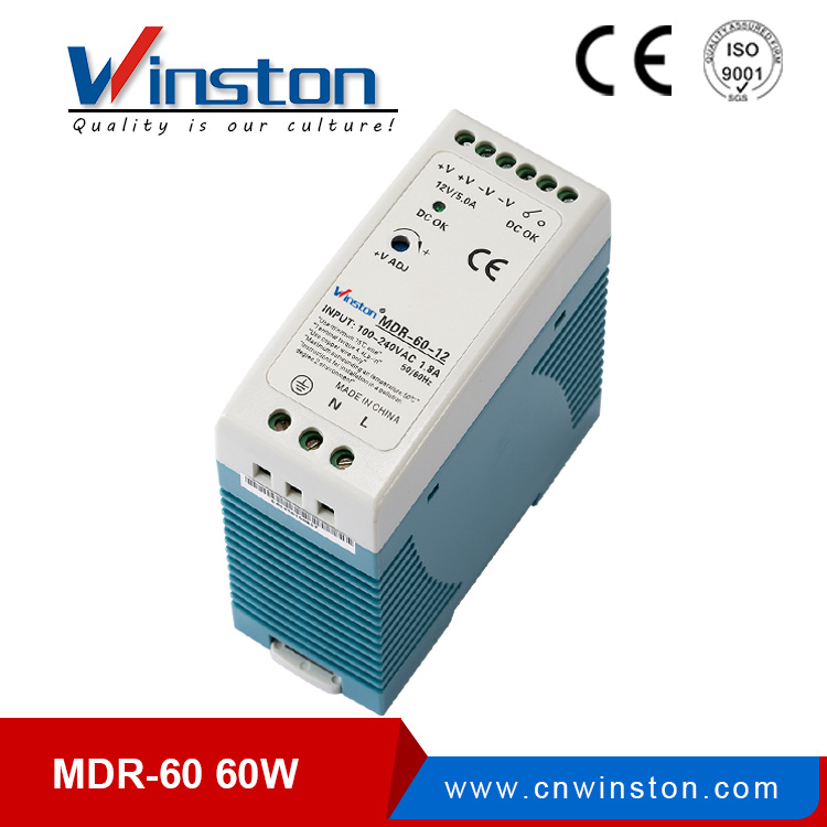 CE MDR-60 Mining 5V 10A 12V 5A 15V 2.5A 24V 1.25A 60W Din rail Power Supply