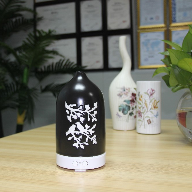 Aromatherapy Essential Oil Diffuser Ceramic,Ceramic  Air Humidifier with 7 Color Led Change & Flower design