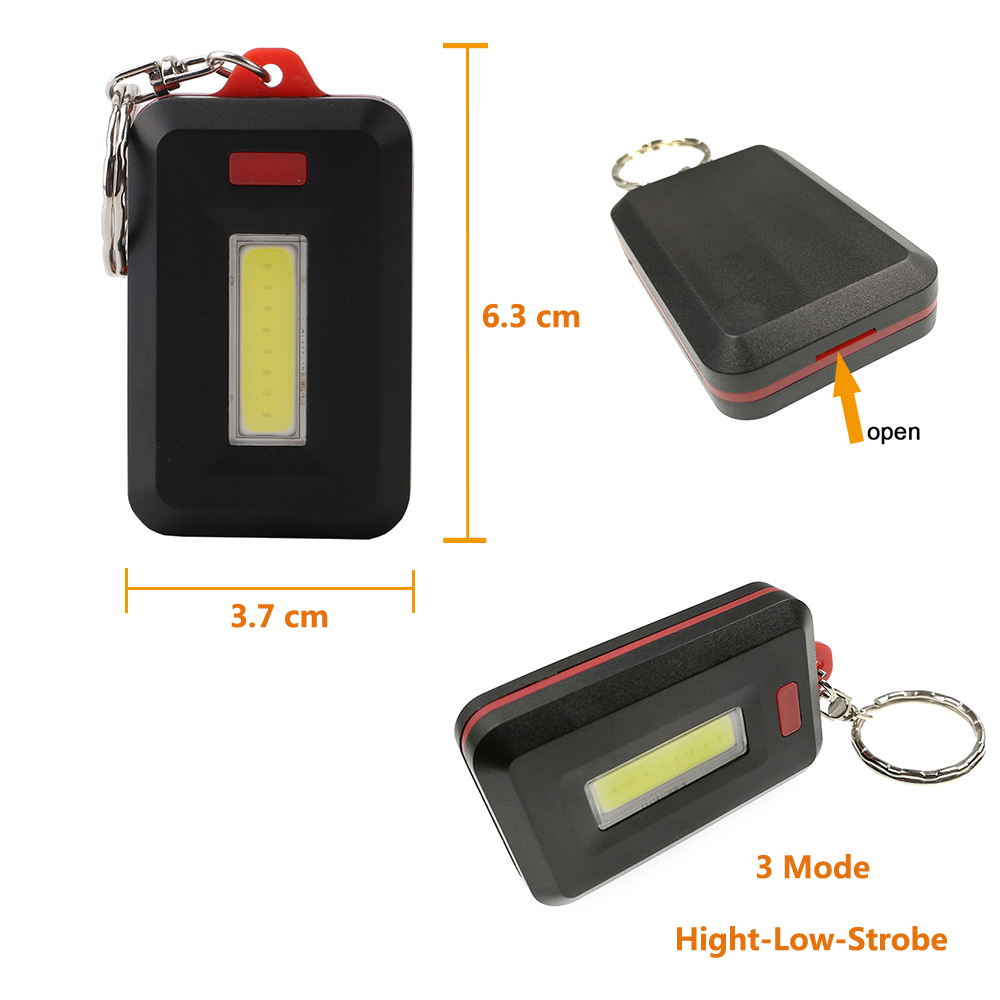 3 Mode Led Light Mini Keychain COB Flashlight for Emergency