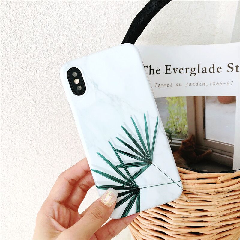 2018 New Tropical Leaf TPU Phone Case for iPhone XS Max , For iPhone 8 Plus Case Silicone with Coconut Leaves Design