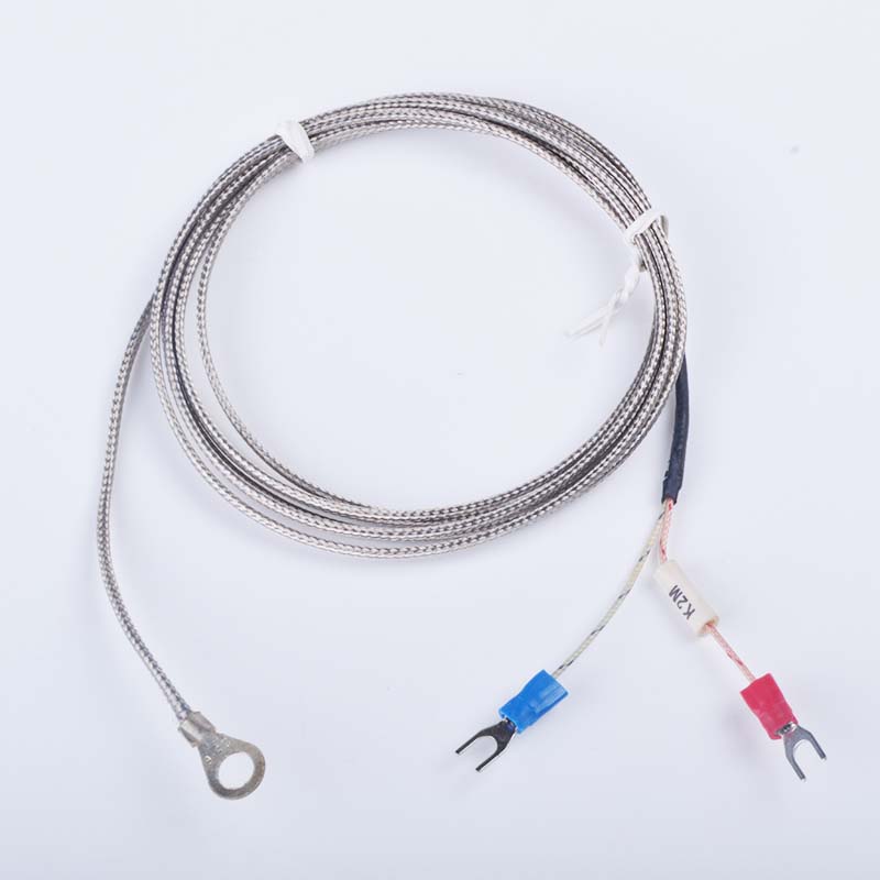 K type 2m metal screening cable 6mm diameter hole ring head thermocouple temperature sensor, round ring k type thermocouple