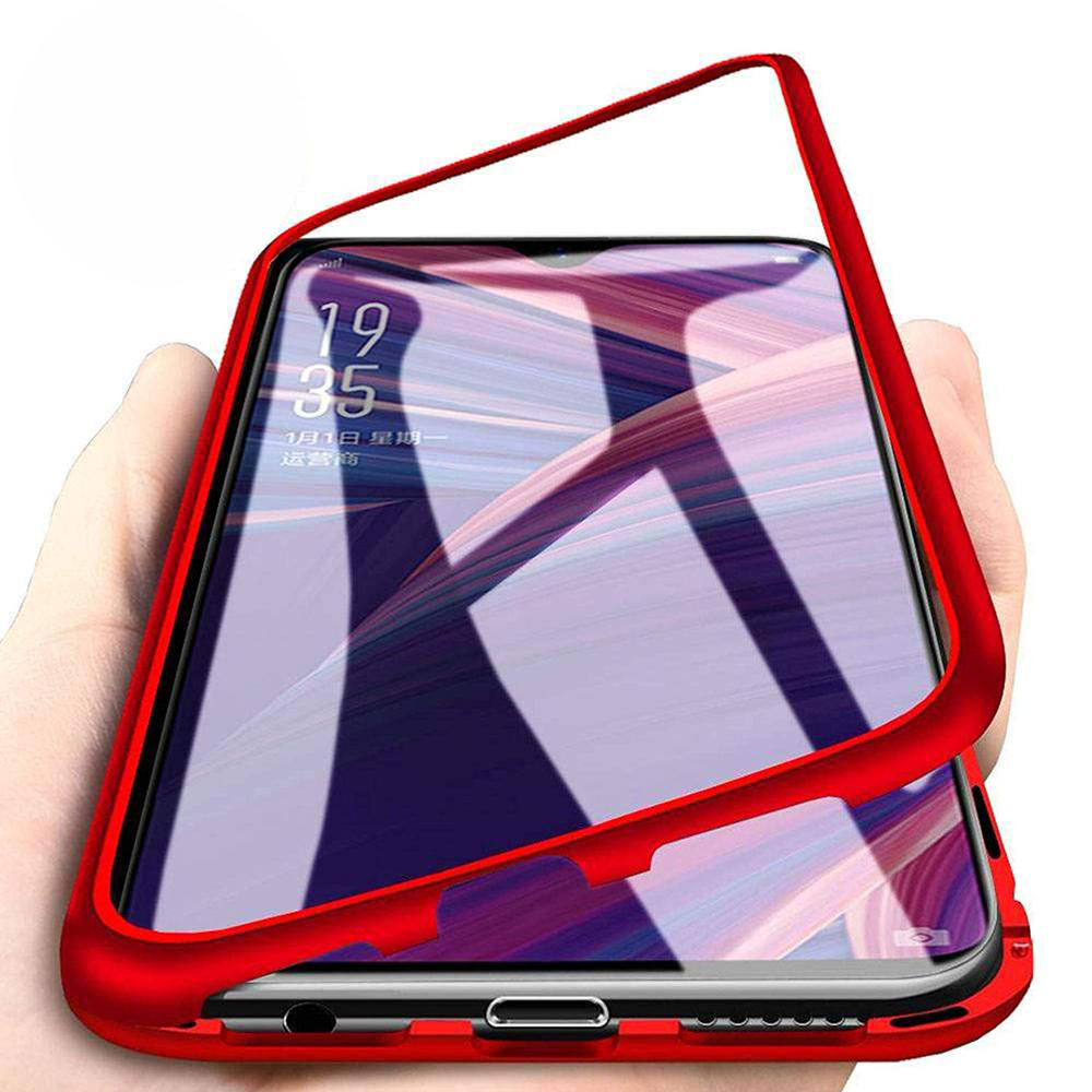 New Arrival Metal frame 6D glass flip cover drop  Magnetic phone case For Samsung galaxy M20 bumper case