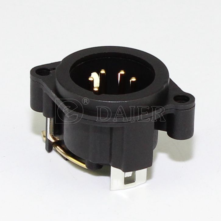 Panel Mount 5Pin PC Terminal Vertical Type XLR Male Connector