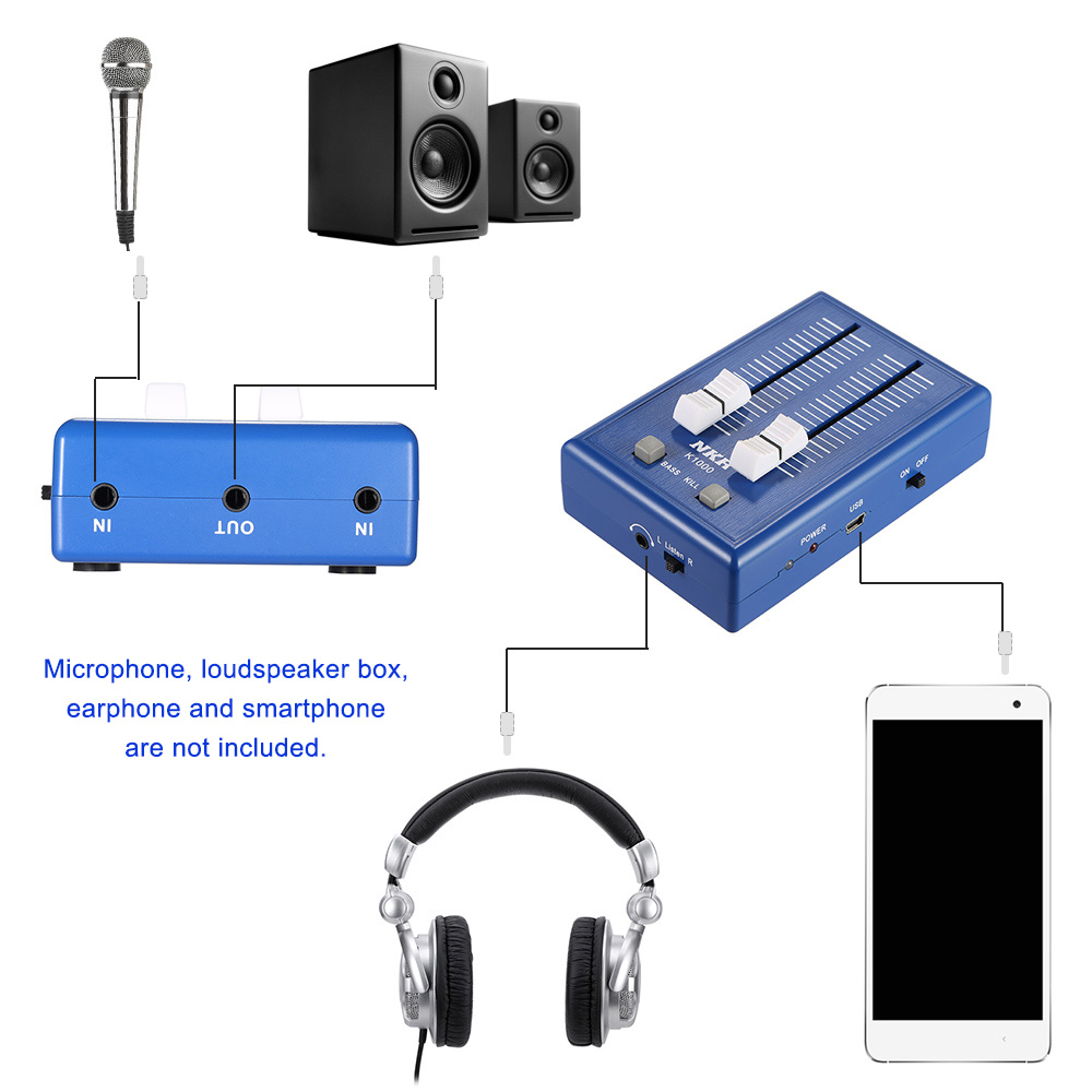K1000 Professional Mini Mobile Phone Sound Mixer Pocket Mixer 2 Colors for Option