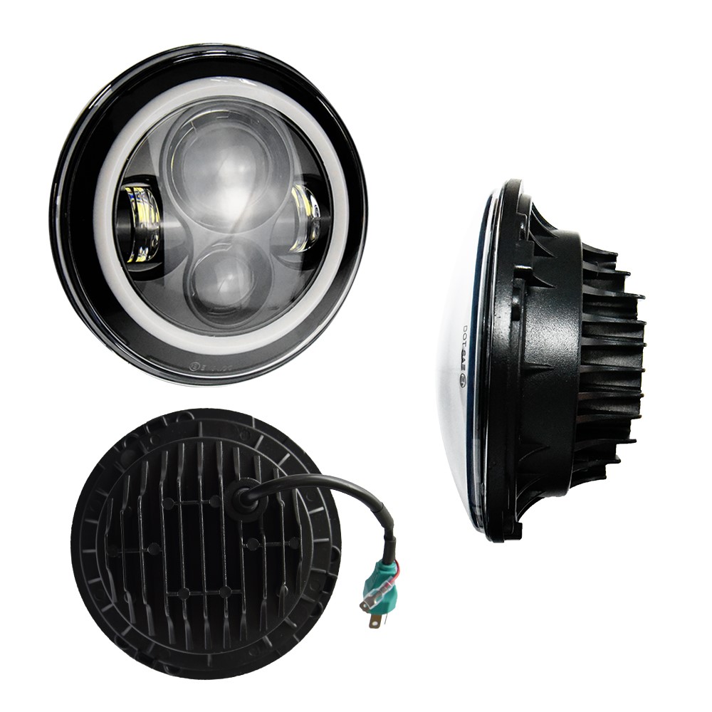 7Inch Round led headlight 80W 12/24V quality led headlight with DRL angel eyes for offroad pick up truck 4x4