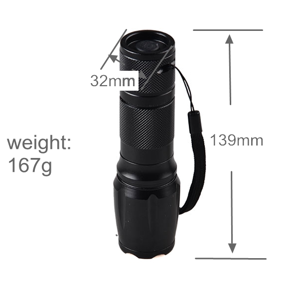 G700 X800 Super Bright XM-L T6 LED Zoom Tactical Flashlight with 18650 or 26650