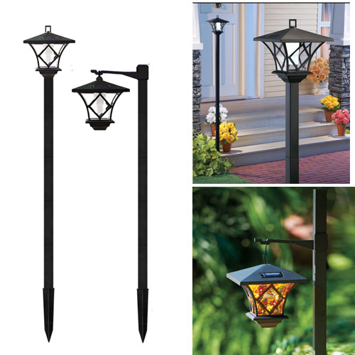 2-in-1 Garden Lamp Post Lantern Solar Light Lam post 1.5M Outdoor Patio LED Lighting