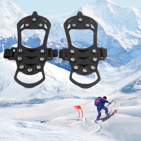 Footful 10-teeth Ice Snow Spikes Crampons Climbing Shoe Boots Cleats Gripper