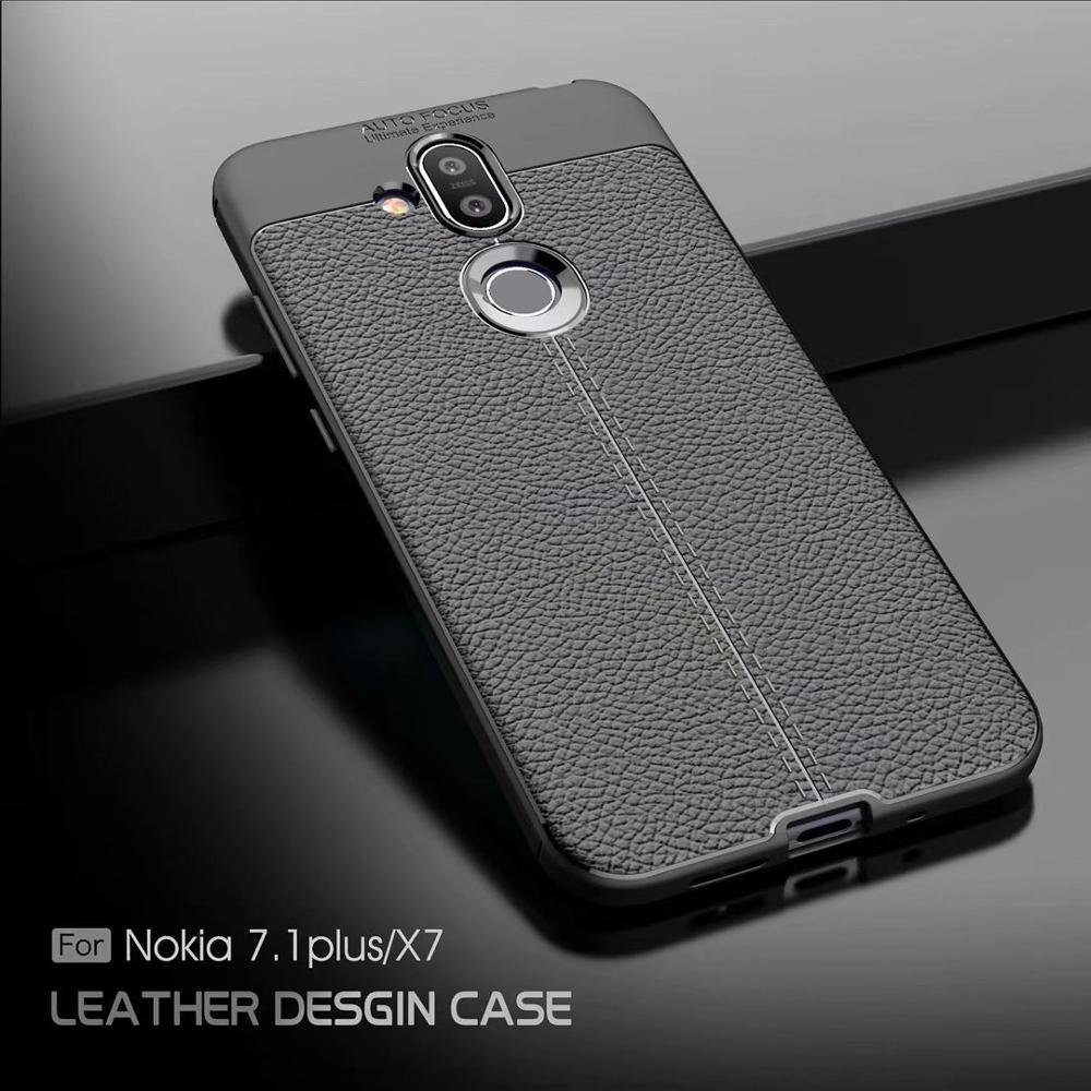 Hot Sell Litchi pattern Soft Tpu case for Nokia 7.1 Plus