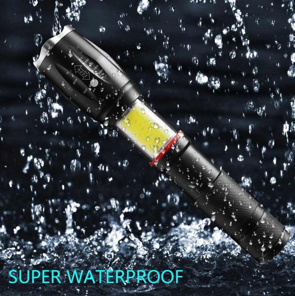 High Lumens strong light tactical supplier Rechargeable Tactical COB Zoomable 6 Modes Handheld Flashlight led light