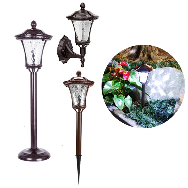 Stainless Steel Water Resistant Ultra Bright LED Garden Solar Path Lamp with Glass Lens Patio Decoration