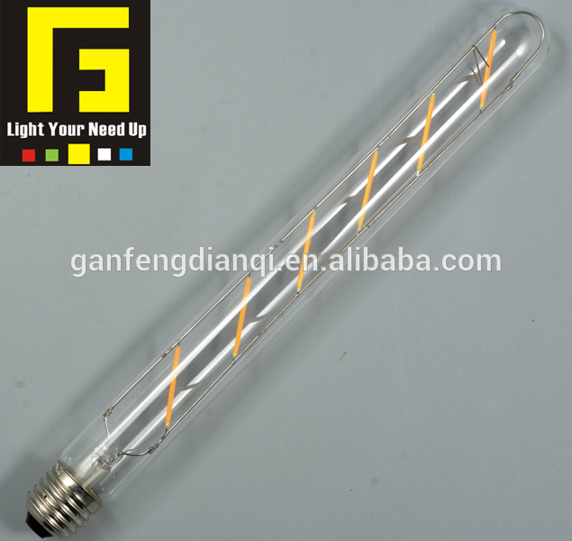 6W T20 E27 led bulb 600lms long tubular UL FCC led filament bulb