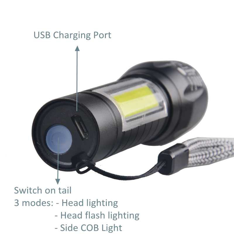 USB Charging Mini Flashlight Micro USB LED Torch Light