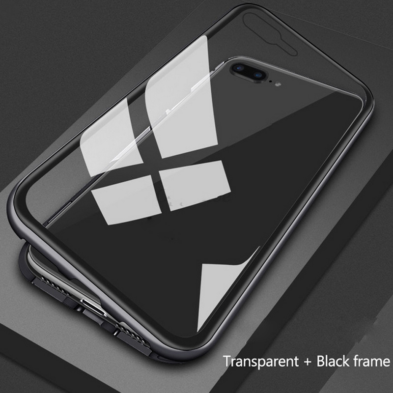 Magnetic full Tempered Glass cover For Oppo A7 flip cell phone Metal case In stock