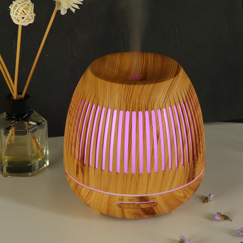Aroma Essential Oil Diffuser 400ml Wood Grain Ultrasonic Cool Mist Humidifier with Multi Adjustable Mist Mode