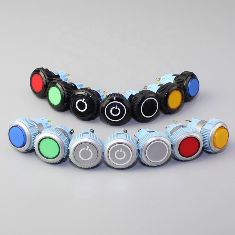 Waterproof SPST 5 Pin 220V Plastic Power Push Button 22mm Led