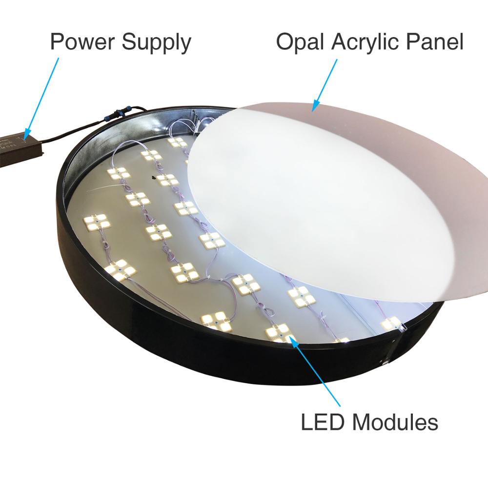 GS silkscreen brand logo round shape advertising aluminum frame led acrylic light box
