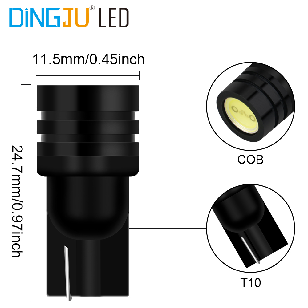 Well Designed 12v T10 W5w Led Light Cob Bulb 0.5w 33lm Interior Reading Light Instrument Lamp At Wholesale Price