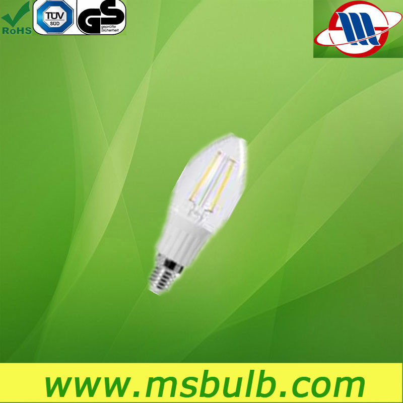 hot LED tungste filament candle led bulb C35 2W manufacturer in jiaxing