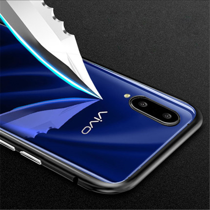 2019 New Arrival 360 Metal frame glass flip  cover explosion Magnetic phone case For Vivo X20 X23