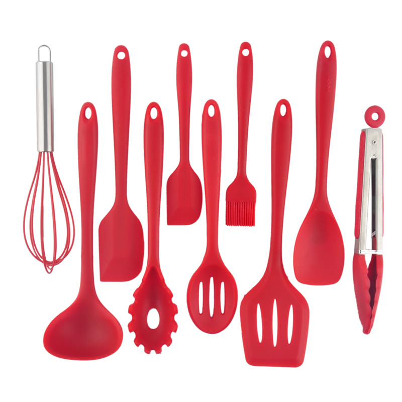 10pc Red Silicone Baking Nonstick kitchenware Cookware Cooking Tool Gadget Set Kitchen Gadgets Accessories Tools Sets Supplies